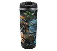 Travel Mug Sea Dragonfly Flying on The Pond Coffee Cup Reusable Insulated Tumbler with Lid Travel Coffee Mug Stainless Steel Insulated Coffee Tumbler for Coffee Tea and Drinks
