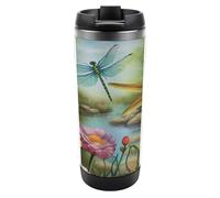 Travel Mug Sea Dragonfly Garden Spring Coffee Cup Reusable Insulated Tumbler with Lid Travel Coffee Mug Stainless Steel Insulated Coffee Tumbler for Coffee Tea and Drinks