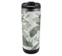 Travel Mug Sea Eucalyptus Leaves Coffee Cup Reusable Insulated Tumbler with Lid Travel Coffee Mug Stainless Steel Insulated Coffee Tumbler for Coffee Tea and Drinks