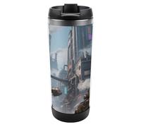 Travel Mug Sea Future City Skyline Coffee Cup Reusable Insulated Tumbler with Lid Travel Coffee Mug Stainless Steel Insulated Coffee Tumbler for Coffee Tea and Drinks