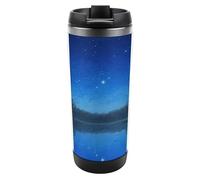 Travel Mug Sea Lake Under The Starry Sky Coffee Cup Reusable Insulated Tumbler with Lid Travel Coffee Mug Stainless Steel Insulated Coffee Tumbler for Coffee Tea and Drinks