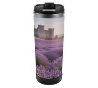 Travel Mug Sea Lavender Fields and Castles Coffee Cup Reusable Insulated Tumbler with Lid Travel Coffee Mug Stainless Steel Insulated Coffee Tumbler for Coffee Tea and Drinks