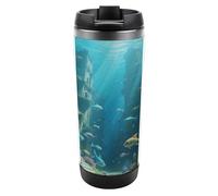 Travel Mug Sea Lost Ancient City Coffee Cup Reusable Insulated Tumbler with Lid Travel Coffee Mug Stainless Steel Insulated Coffee Tumbler for Coffee Tea and Drinks