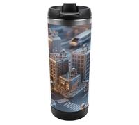Travel Mug Sea Microscopic City Coffee Cup Reusable Insulated Tumbler with Lid Travel Coffee Mug Stainless Steel Insulated Coffee Tumbler for Coffee Tea and Drinks