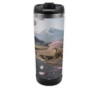 Travel Mug Sea Mount Fuji Cherry Blossom Season Coffee Cup Reusable Insulated Tumbler with Lid Travel Coffee Mug Stainless Steel Insulated Coffee Tumbler for Coffee Tea and Drinks