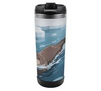 Travel Mug Sea Otters in The Glaciers Coffee Cup Reusable Insulated Tumbler with Lid Travel Coffee Mug Stainless Steel Insulated Coffee Tumbler for Coffee Tea and Drinks