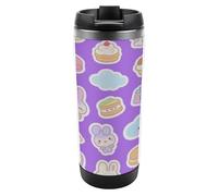 Travel Mug Sea Purple Bunny Cake Coffee Cup Reusable Insulated Tumbler with Lid Travel Coffee Mug Stainless Steel Insulated Coffee Tumbler for Coffee Tea and Drinks