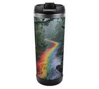 Travel Mug Sea Rainbow River Rainforest Coffee Cup Reusable Insulated Tumbler with Lid Travel Coffee Mug Stainless Steel Insulated Coffee Tumbler for Coffee Tea and Drinks