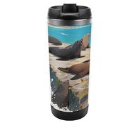 Travel Mug Sea Sea Lions on The Reefs Coffee Cup Reusable Insulated Tumbler with Lid Travel Coffee Mug Stainless Steel Insulated Coffee Tumbler for Coffee Tea and Drinks