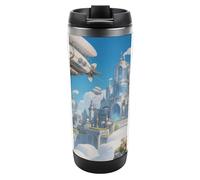 Travel Mug Sea Steam Airship Cloud City Coffee Cup Reusable Insulated Tumbler with Lid Travel Coffee Mug Stainless Steel Insulated Coffee Tumbler for Coffee Tea and Drinks