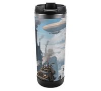 Travel Mug Sea Steampunk City Coffee Cup Reusable Insulated Tumbler with Lid Travel Coffee Mug Stainless Steel Insulated Coffee Tumbler for Coffee Tea and Drinks
