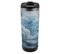 Travel Mug Sea Technological City Coffee Cup Reusable Insulated Tumbler with Lid Travel Coffee Mug Stainless Steel Insulated Coffee Tumbler for Coffee Tea and Drinks