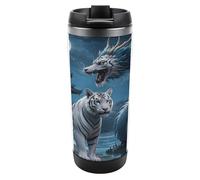 Travel Mug Sea White Tiger Blue Dragon Coffee Cup Reusable Insulated Tumbler with Lid Travel Coffee Mug Stainless Steel Insulated Coffee Tumbler for Coffee Tea and Drinks