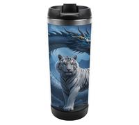 Travel Mug Sea White Tiger Blue Dragon Coffee Cup Reusable Insulated Tumbler with Lid Travel Coffee Mug Stainless Steel Insulated Coffee Tumbler for Coffee Tea and Drinks