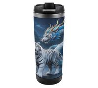 Travel Mug Sea White Tiger Blue Dragon Coffee Cup Reusable Insulated Tumbler with Lid Travel Coffee Mug Stainless Steel Insulated Coffee Tumbler for Coffee Tea and Drinks
