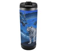 Travel Mug Sea White Tiger Blue Dragon Coffee Cup Reusable Insulated Tumbler with Lid Travel Coffee Mug Stainless Steel Insulated Coffee Tumbler for Coffee Tea and Drinks