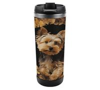 Travel Mug Sea Yorkshire Terrier in The Cave Coffee Cup Reusable Insulated Tumbler with Lid Travel Coffee Mug Stainless Steel Insulated Coffee Tumbler for Coffee Tea and Drinks