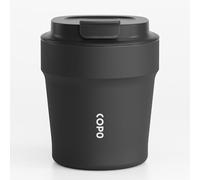 Travel Mug with Ceramic Coating, Insulated Coffee Cup for Hot Drink, Reusable Thermal Cup 240 ml/8oz, Leak Proof Coffee Flask, Stainless Steel Coffee Travel Mug with Lid for Home Office School (Black)