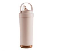 Travel Mug with Handle 24oz 750ml Double Wall Ceramic Stainless Steel Insulated Water Bottles Tumbler with Straw 2-in-1 Leakproof Lid for Cold and Hot Drinks Portable Travel Coffee Mug