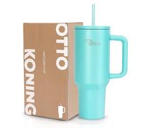 Travel Mug with Handle Otto Koning 40oz (1.2L) - Double Wall Insulated Tumbler with Straw & Lid - Stainless Steel Thermal Cup for Hot & Cold Drinks - Fits Car Cup Holders & Gym Gear