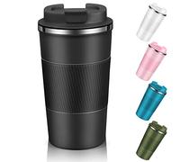 Travel Mug with Leakproof Lid,Insulated Reusable Coffee Mug for Hot&Cold Drinks/Tea,Portable Stainless Steel Thermal Takeaway Travel Coffee Cup for Car/Outdoor/Picnic/Office/School (510ml Black)11