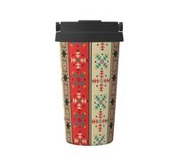 Travel Mug with Lid & Handle Navaho Style Printed Thermal Mug Vacuum Men Office Cups, for Hot & Cold Drinks, Water, Tea, 17Oz