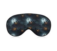 Travel Nap Blackout Eyeshade Halloween Full Moon Evil Pumpkin Skull Raven Sleep Shade Cover Blindfold Eye Cover No Pressure Sleep Masks
