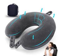 Travel Neck Pillow, Best Memory Foam Airplane Pillow for Head Support Soft Adjustable Pillow for Plane, Car & Home Recliner Use (Grey)