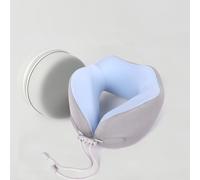 Travel Neck Pillow - Memory Foam U-Shaped Pillow for Airplane, Office, Modern Minimalist Design, Ergonomic Support for Neck, Chin, and Shoulders, with Adjustable Strap & Portable Case,Ice Blue