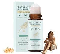 Travel Organic Frankincense Castor Oil Roll On Fine Lines, Dark Circles-Cold Pressed Rizinus Öl Rose Quartz Roller Ball,Face Eye Firming Moisturizing Neck & Body Castor Oil,Crepe Skin&Hairline (1pcs)