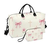 Travel Organizer Bag Set 2 Piecing Full Print Trolley Sleeve Practical Gym Faith Bows