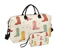 Travel Organizer Bag Set 2 Piecing Wave Quilted Mesh Pocket Versatile Short Journey Cowboy Boots