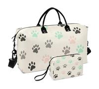 Travel Organizer Bag Set 2 Piecing Wave Quilted Mesh Pocket Versatile Short Journey Pet Paws