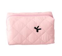 Travel Organizer - Portable Makeup Bag, Visually Appealing Decorative Bow Element, Secure Zippered Closure for Item Containment, Cute Storage Solution, Ideal for Cosmetics Accessories