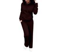 Travel Outfit Airport Set Women Cotton 2 Piece Tracksuit Womens Full Set Hoodie Lounge Wear Gym Airport Ladies Casual Plus Size Travel Long-Sleeved Sports V Neck Pants Sportswear Outfits