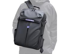 Travel Pack - Motorbike Riding Rucksack, Expandable Helmets Storage, Laptop Protection Shield, Athletic Adventure Management, Sporting Category, Black Polyester Fabric For Hiking Commuting