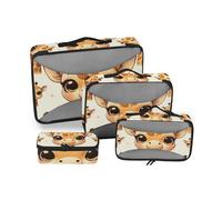 Travel Packing Cubes for Suitcase Cute Giraffe Face Pattern Travel Organiser Luggage Packing Cubes 4 PCS Compression Pouches Lightweight Set