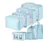 Travel Packing Cubes, Toifucos Multifunction 8pcs/set Luggage Organiser Compression Suitcase Essential Bag, Blue