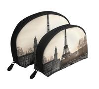 Travel Paris Portable Shell Cosmetic Bag Set - Travel Makeup Organiser with Zipper & Inner Compartments