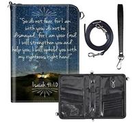 Travel Passport Wallet for Men Women,Leather RFID Blocking Passport Holder Family 6 Passports Travel Document Credit Cards Organizer Bag with Zipper Neck Wrist Strap, Bible Verse Isaiah 41:10