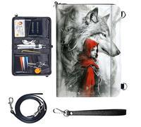 Travel Passport Wallet Passport,Family Passport Holder - Large Travel Passport Wallet Holder for Family Men Women, RFID Blocking,Lightweight Portable with Zipper Pocket, Animal Wolf -1793