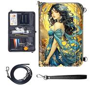 Travel Passport Wallet Passport,Family Passport Holder - Large Travel Passport Wallet Holder for Family Men Women, RFID Blocking,Lightweight Portable with Zipper Pocket, beautiful Girl and Flowers