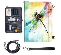 Travel Passport Wallet Passport,Family Passport Holder - Large Travel Passport Wallet Holder for Family Men Women, RFID Blocking,Lightweight Portable with Zipper Pocket, dragonfly is flying