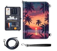 Travel Passport Wallet Passport,Family Passport Holder - Large Travel Passport Wallet Holder for Family Men Women, RFID Blocking,Lightweight Portable with Zipper Pocket, Beach Ocean Wave, Classic