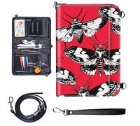 Travel Passport Wallet Passport,Family Passport Holder - Large Travel Passport Wallet Holder for Family Men Women, RFID Blocking,Lightweight Portable with Zipper Pocket, Moth flying -1428