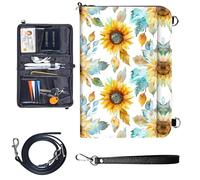 Travel Passport Wallet Passport,Family Passport Holder - Large Travel Passport Wallet Holder for Family Men Women, RFID Blocking,Lightweight Portable with Zipper Pocket, Yellow Sunflower