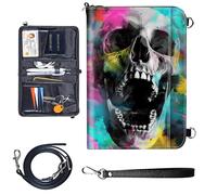 Travel Passport Wallet Passport,Family Passport Holder - Large Travel Passport Wallet Holder for Family Men Women, RFID Blocking,Lightweight Portable with Zipper Pocket, Screaming Skull -1488