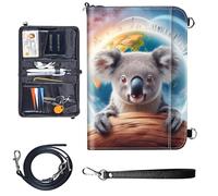 Travel Passport Wallet Passport,Family Passport Holder - Large Travel Passport Wallet Holder for Family Men Women, RFID Blocking,Lightweight Portable with Zipper Pocket, Cute Koala