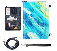Travel Passport Wallet Passport,Family Passport Holder - Large Travel Passport Wallet Holder for Family Men Women, RFID Blocking,Lightweight Portable with Zipper Pocket, Blue art paint texture