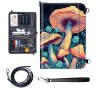 Travel Passport Wallet Passport,Family Passport Holder - Large Travel Passport Wallet Holder for Family Men Women, RFID Blocking,Lightweight Portable with Zipper Pocket, Mushrooms Woodland
